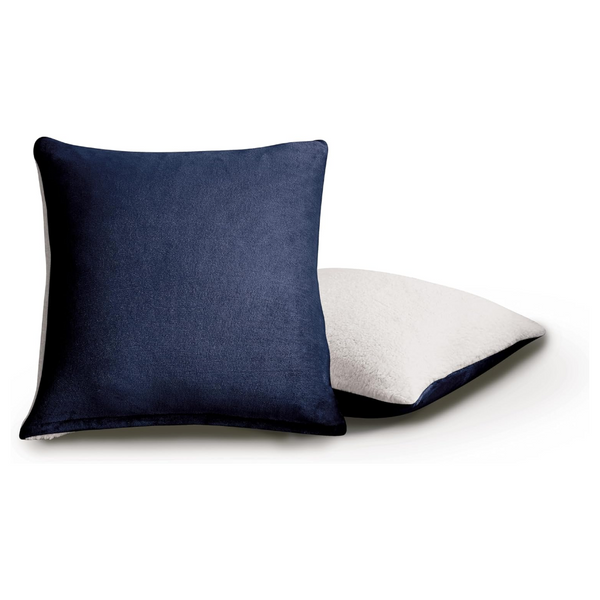 Teddy Sherpa Twin Pack European Pillowcases Soft Reversible Velvet & Cushion Covers Machine Washable With Zipper Closure 65X65cm Charcoal Pillow Cases