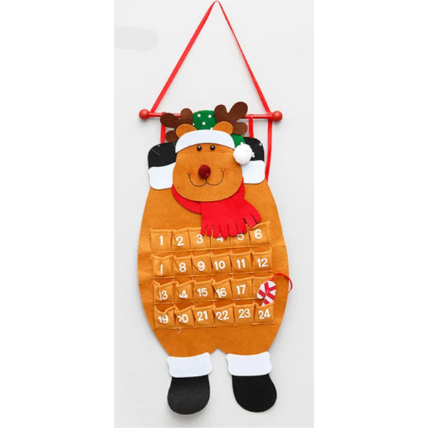 Reindeer Advent Calendar Felt Christmas Countdown With 24 Pockets Wall Hanging Decoration For Kids Seasonal Decorations