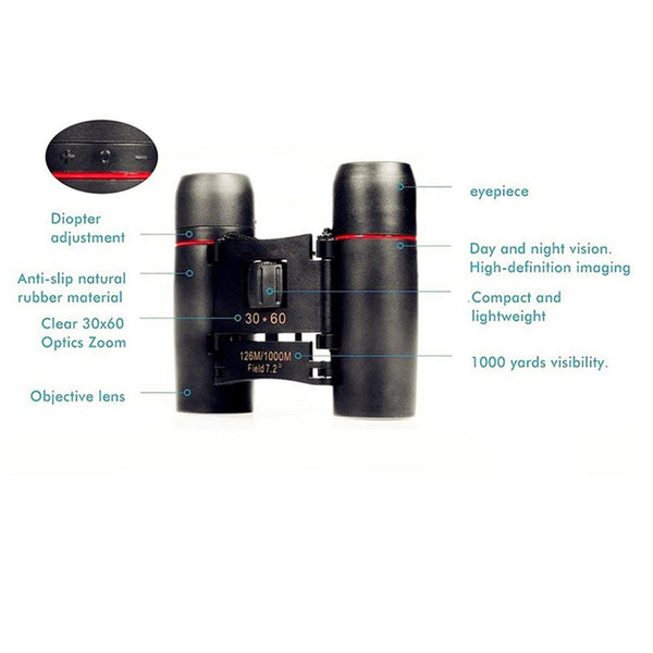 Telescope 30X60 Folding Binoculars With Low Light Night Vision For Outdoor Bird Watching Travelling Camping 1000M Binoculars & Monoculars