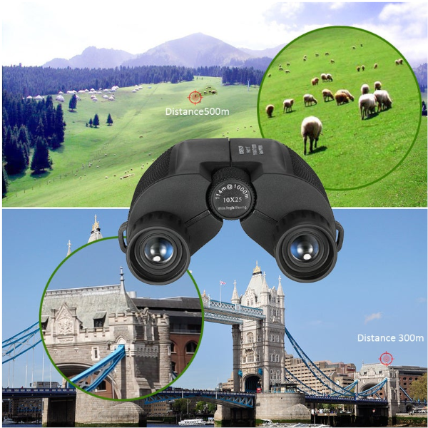 Telescopes 10X25 Folding High Power Compact Binoculars Suitable For Adults Children Low Light Clear Night Vision Bird Watching Outdoor Sports Games Co