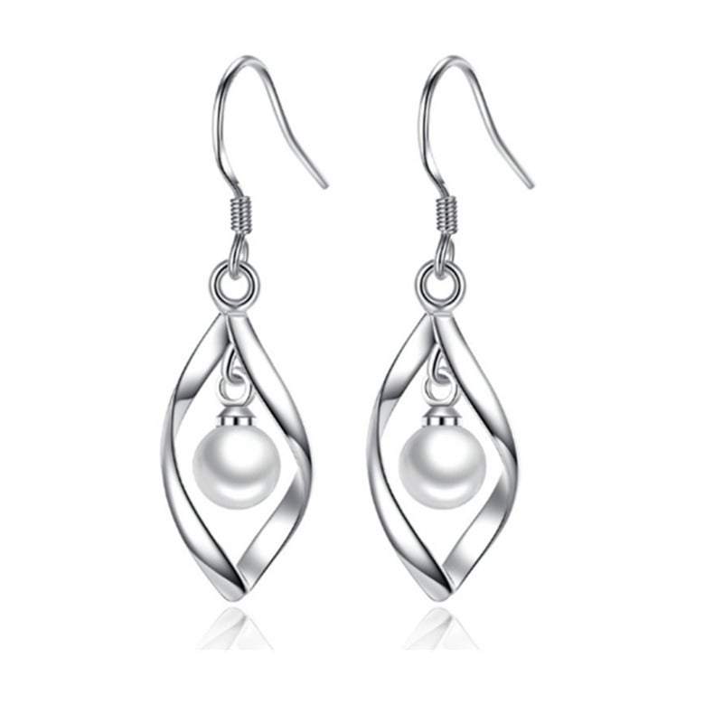 Veile Studios Simple Fashion Twisted Pearl Wave Long Tassels Drop Dangle Earrings