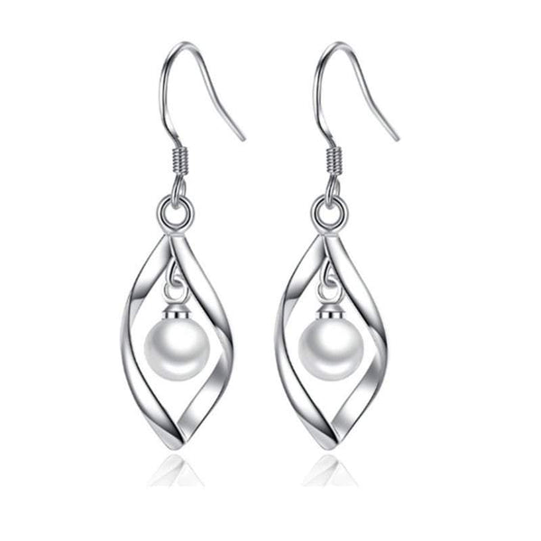 Veile Studios Simple Fashion Twisted Pearl Wave Long Tassels Drop Dangle Earrings