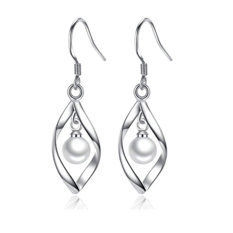 Veile Studios Simple Fashion Twisted Pearl Wave Long Tassels Drop Dangle Earrings