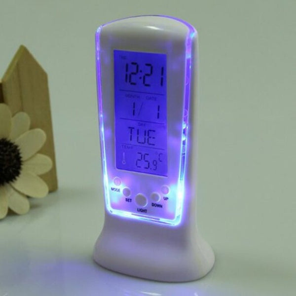 Temperature Calendar Lcd Digital Alarm Clock White Alarm Clocks & Clock Radios