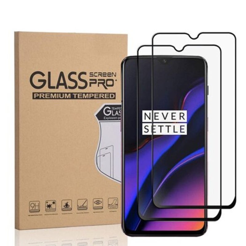 Tempered Glass Film For Oneplus 7 / 6T 2Pcs Black Screen Protectors