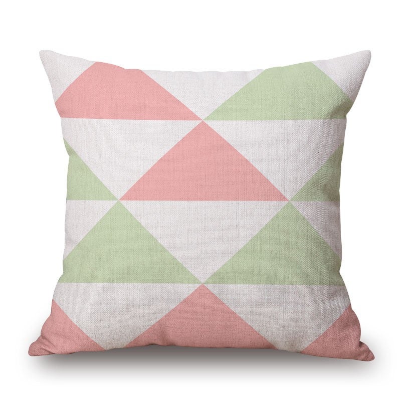Tender Green Pink Colourmatching Cotton Linen Pillow Cover Cushions & Decorative Pillows