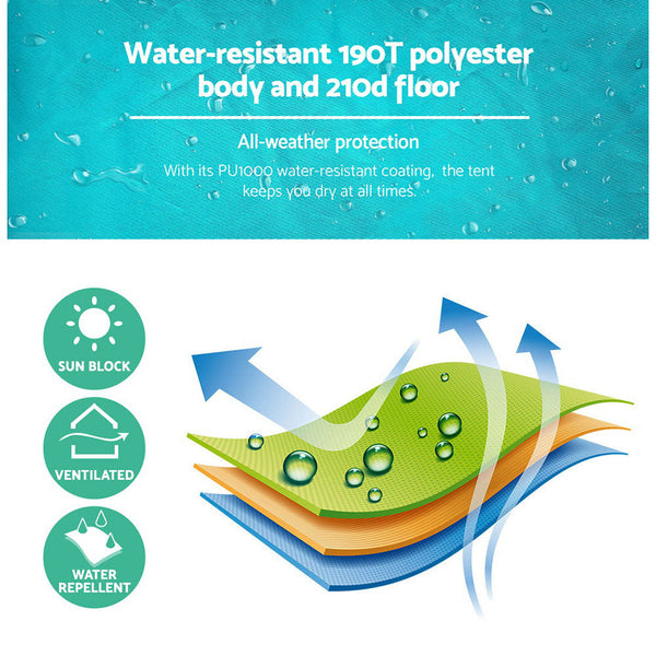 Weisshorn Pop Up Beach Tent Camping Hiking 3 Person Sun Shade Fishing Shelter Pop Up Beach Tents