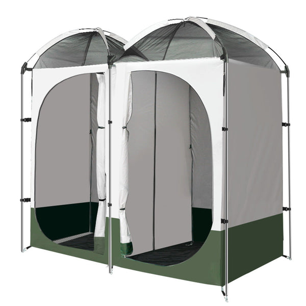Weisshorn Double Camping Shower Toilet Tent Outdoor Portable Change Room Green Portable Showers & Accessories