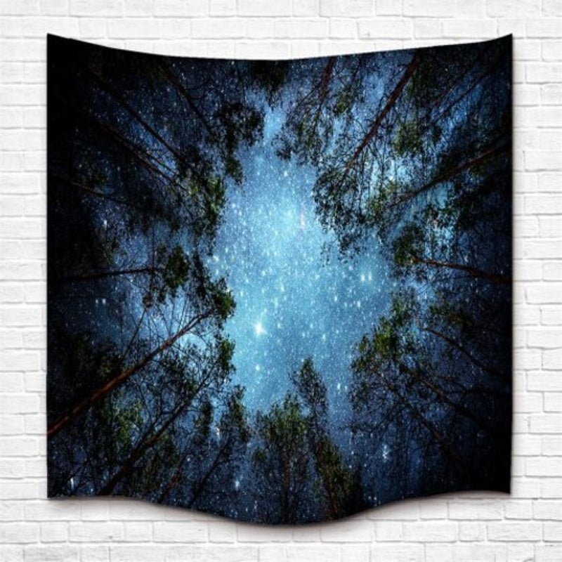 The Forest And Starry Sky 3D Digital Printing Home Wall Hanging Nature Art Fabric Tapestry Dorm Bedroom Living Room W230cmxl180cm