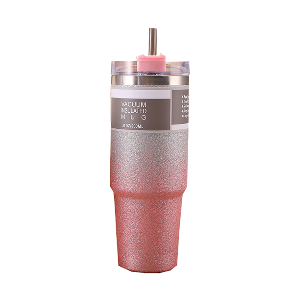 Vacuum Flasks & Mugs Thermal Stainless Steel Insulation Cup With Straw Gradient Colour Mug