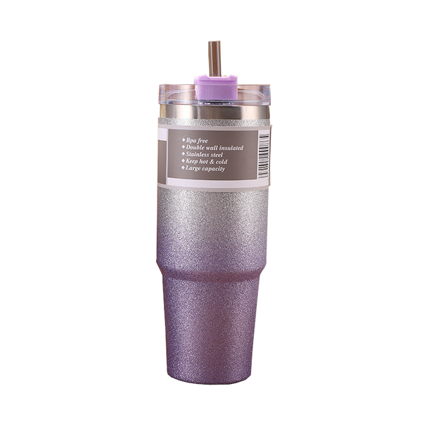 Thermal Stainless Steel Insulation Cup With Straw Gradient Colour Mug Vacuum Flasks & Mugs