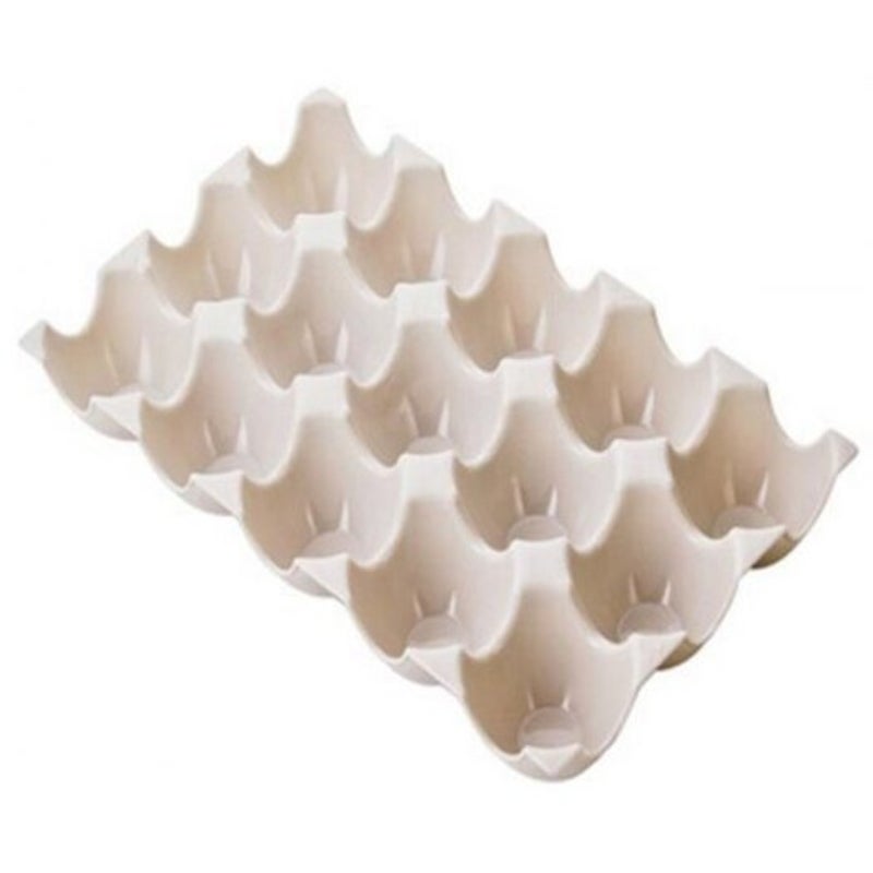 Thick Plastic Stackable 15 Egg Storage Box Refrigerator Shatterproof Tray Beige