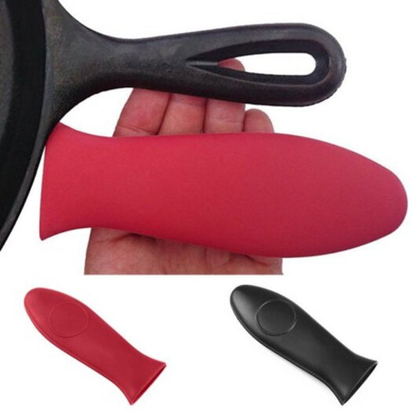 Thick Silicone Panhandle Cover Heat Insulation Anti Hot Slip Pot Handle Sleeve Cookware Bean Red