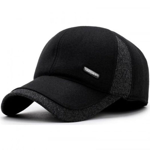 Thick Warm Woolen Baseball Cap Earmuffs For 56 59Cm Black Hats & Headwear