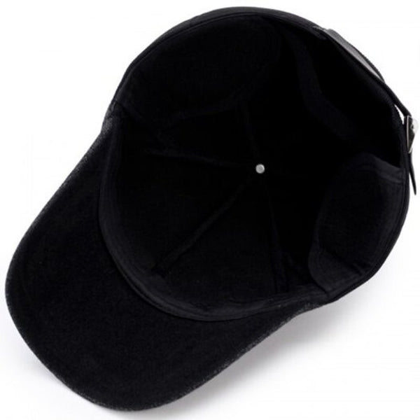 Thick Warm Woolen Baseball Cap Earmuffs Adjustable For 56 59Cm Black