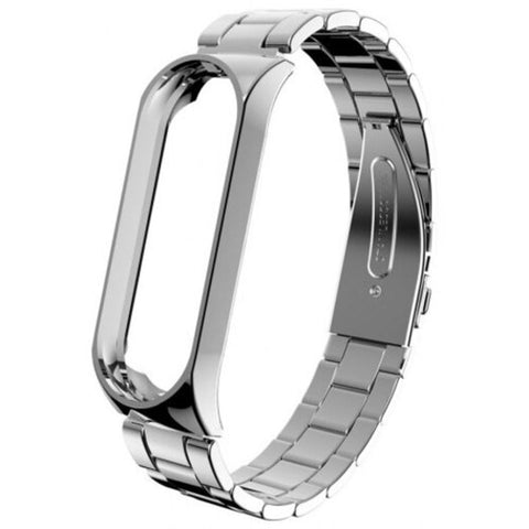Three Bead Chain Stainless Steel Watchband For Xiaomi Mi Band 3 Silver