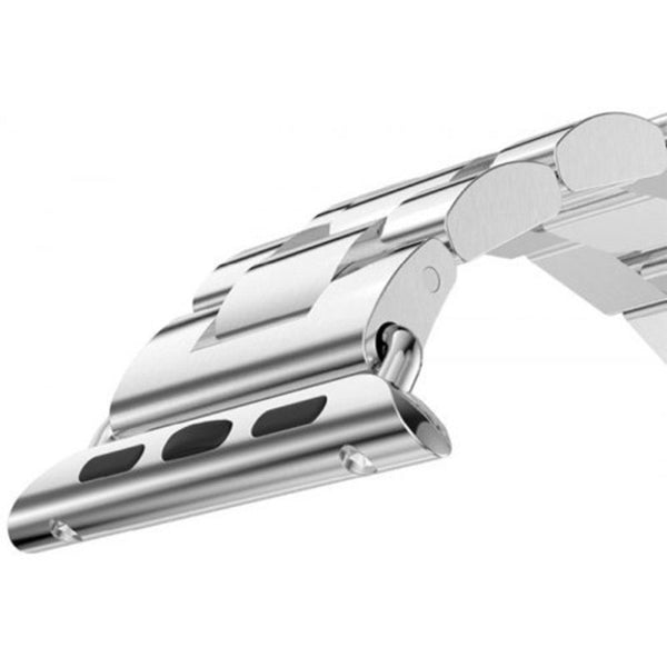 Three Bead Chain Watch Strap Double Buckle Steel Watchband For Apple Series 4 Silver 44Mm Watch Bands