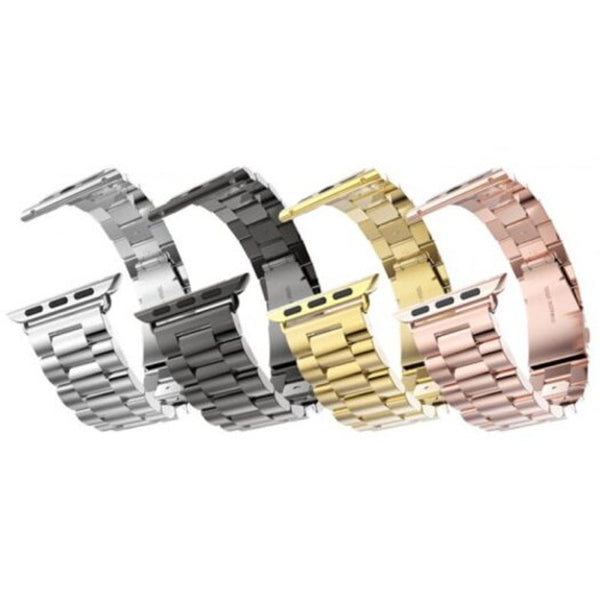 Three Bead Chain Watch Strap Double Buckle Steel Watchband For Apple Series 4 Silver 44Mm Watch Bands