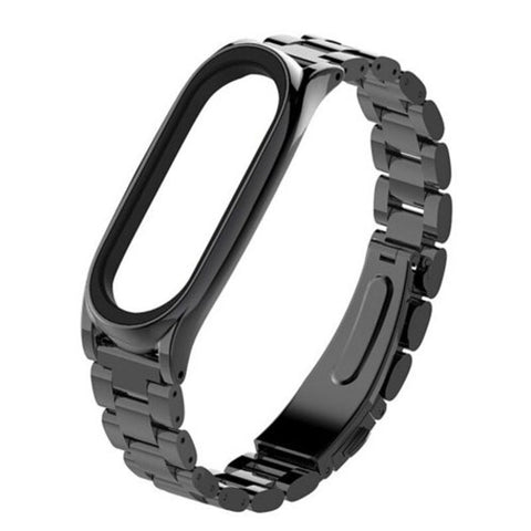 Three Bead Stainless Steel Fashion Watch Strap For Xiaomi Mi Band 3 / 4 Black