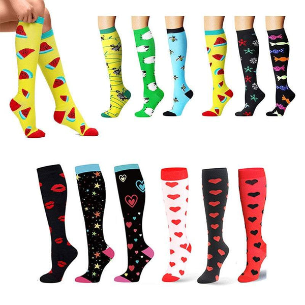 Tights Unisex Printed Breathable Knee High Long Cute Compression Socks