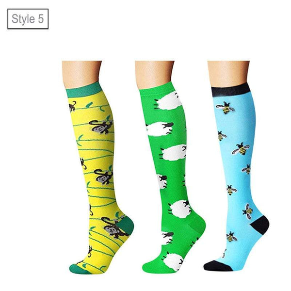 Tights Unisex Printed Breathable Knee High Long Cute Compression Socks