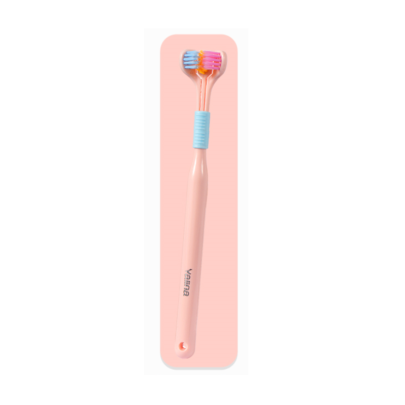 Three Sided Macaron Soft Bristle Triple Head Toothbrush Toothbrushes