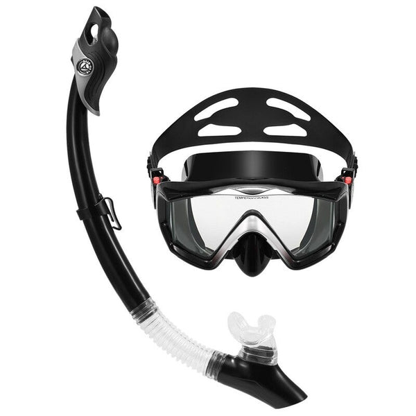 Three Window Panoramic Snorkeling Scuba Dive Mask Black2