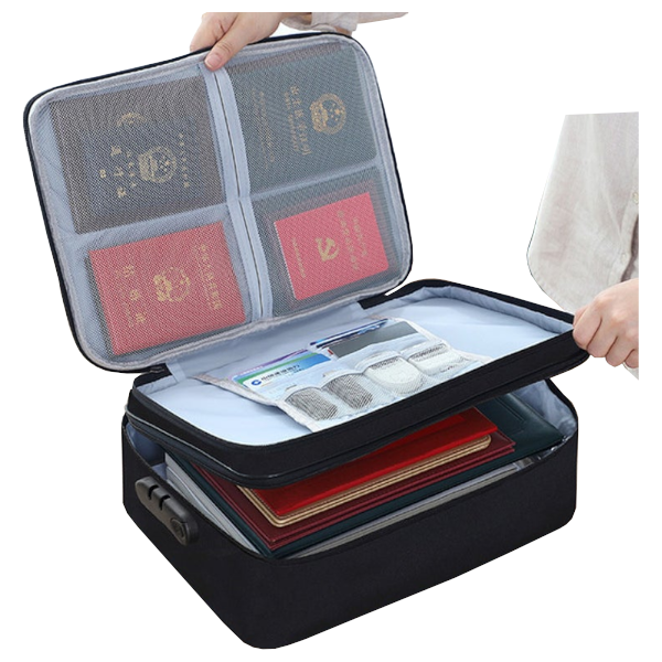 Three Layer Double Zipper Passport Document Certificate File Organiser With Lock Id & Document Holders