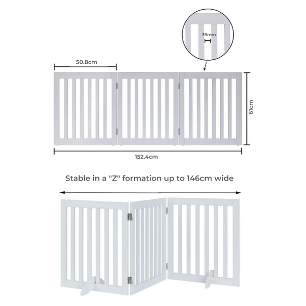 Modern Pets Three Panel Freestanding Dog Gate White Dog Cages