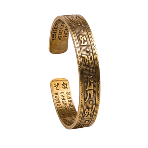 Veile Studios Tibetan Handmade Brass Bangle Carved The Heart Of Prajna Paramita Sutra Bracelets