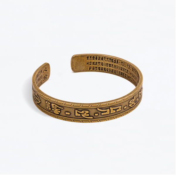 Veile Studios Tibetan Handmade Brass Bangle Carved The Heart Of Prajna Paramita Sutra Bracelets