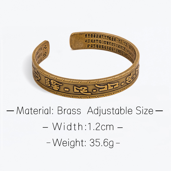Veile Studios Tibetan Handmade Brass Bangle Carved The Heart Of Prajna Paramita Sutra Bracelets