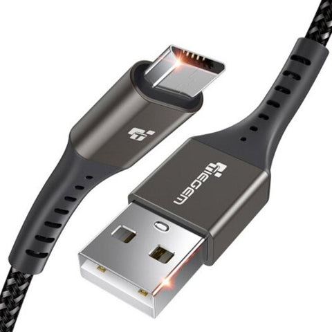 Micro Usb Cable 2.5A Fast Charging Data Mobile Phone Charger Gray 30Cm