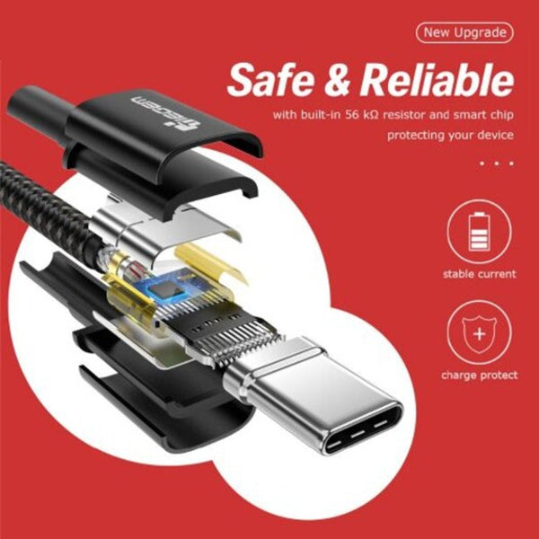 Usb Type C Cable 3A Fast Charging Charger Black 30Cm Cables & Adapters