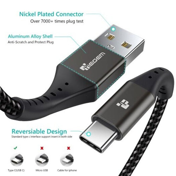 Usb Type C Cable Ubs 3A Fast Charging Sync Data Gray 30Cm Cables & Adapters