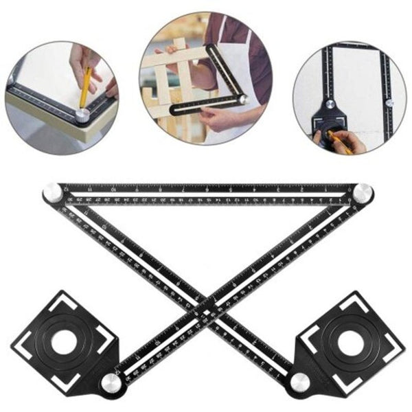 Tile Universal Opening Locator Multifunction Punch Tool Black Rulers