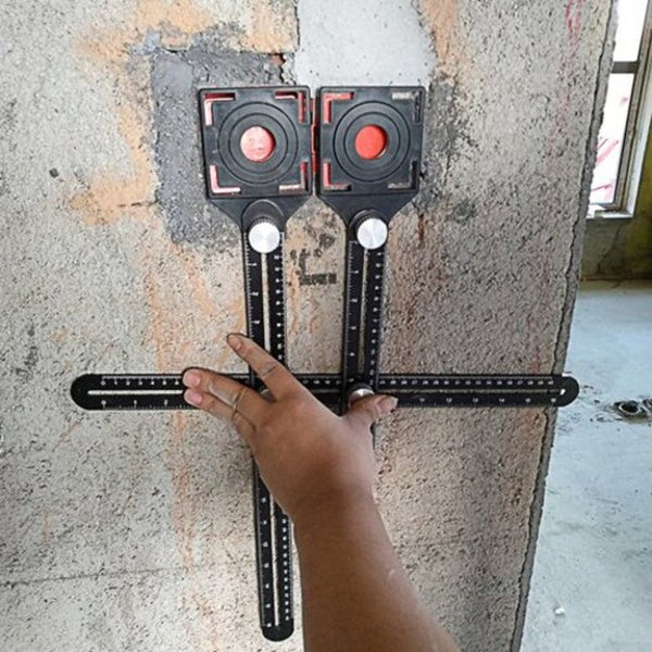 Tile Universal Opening Locator Multifunction Punch Tool Black Rulers