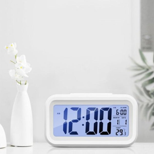 Timer Calendar Temperature Alarm Clock For Bedroom White 13.8X8x4.5Cm Alarm Clocks & Clock Radios