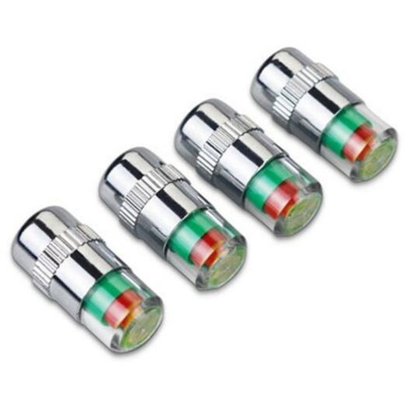 Tire Pressure Alarm Monitors 4Pc Set Multicolor Valve Stems Caps