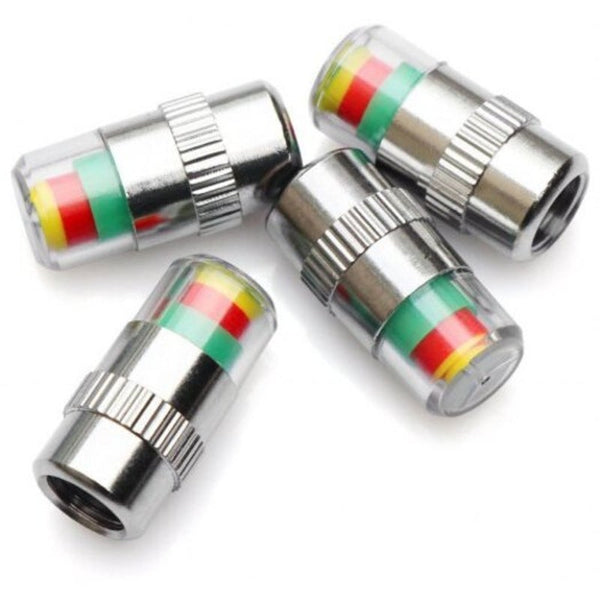 Tire Pressure Alarm Monitors 4Pc Set Multicolor Valve Stems Caps