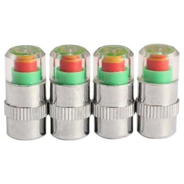Tire Pressure Alarm Monitors 4Pc Set Multicolor Valve Stems Caps
