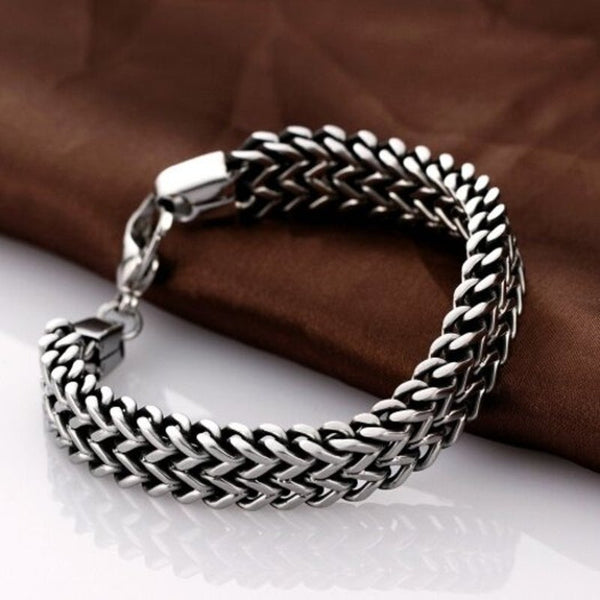 Veile Studios Titanium Steel Double Herringbone Bracelet Silver Bracelets