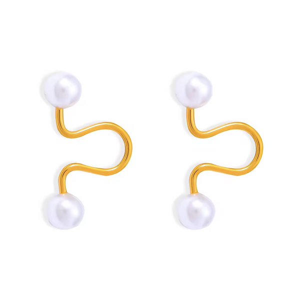 Titanium Steel Imitation Pearl Cuff Earrings