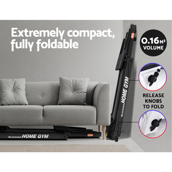 Everfit Electric Treadmill Home Gym Exercise Running Machine Fitness Equipment Compact Fully Foldable 420Mm Belt Black Treadmills