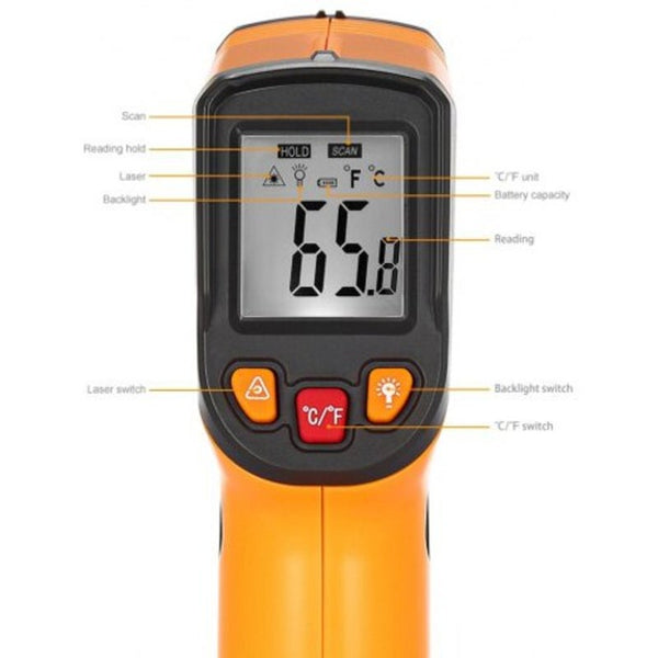 Handheld Non Contact Infrared Thermometer Digital Lcd Laser Temperature Meter Gun Thermometers