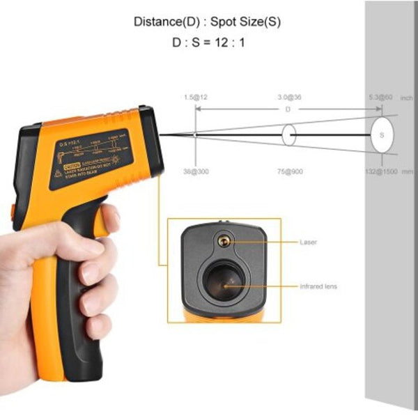 Handheld Non Contact Infrared Thermometer Digital Lcd Laser Temperature Meter Gun Thermometers