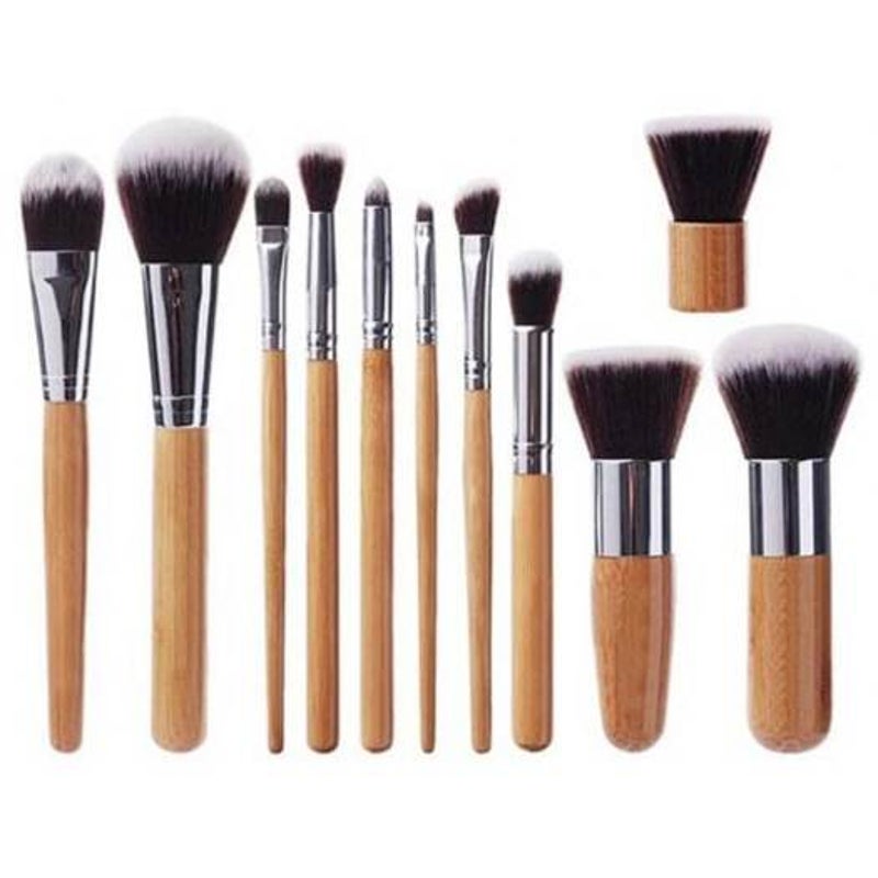 1Vegan Makeup Brush With Bamboo Handle Soft Synthetic Hair Original Wood Color Brushes
