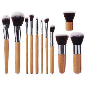 1Vegan Makeup Brush With Bamboo Handle Soft Synthetic Hair Original Wood Color
