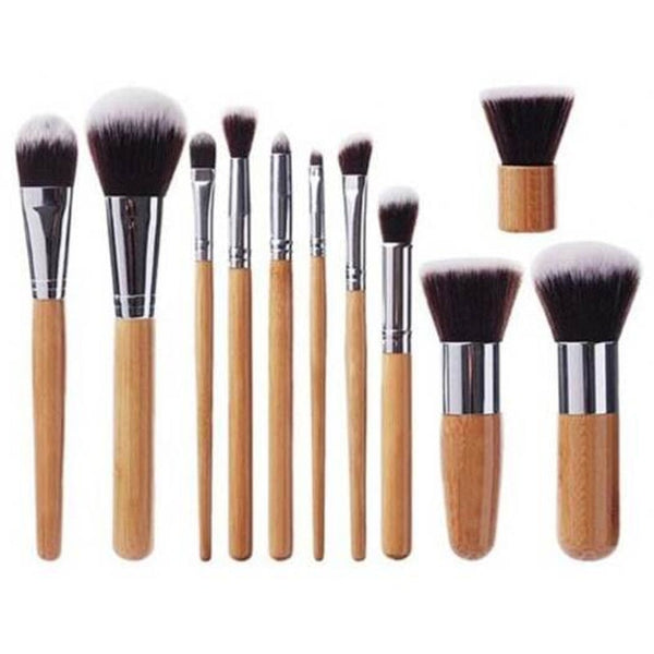 1Vegan Makeup Brush With Bamboo Handle Soft Synthetic Hair Original Wood Color Brushes