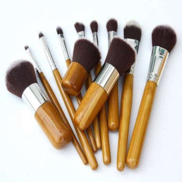 1Vegan Makeup Brush With Bamboo Handle Soft Synthetic Hair Original Wood Color Brushes